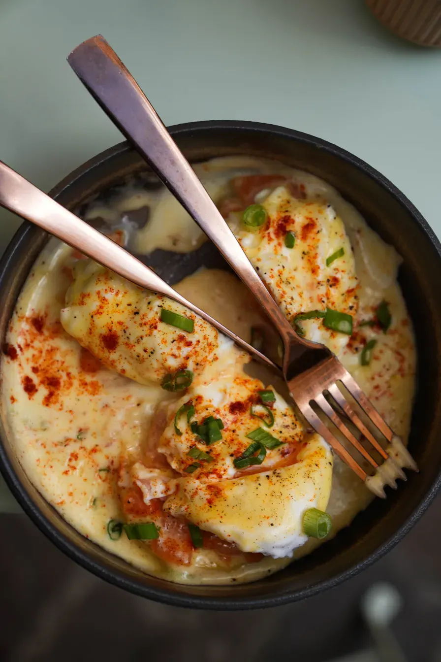 Œufs bénédicte vue dessus, brunch Caralline